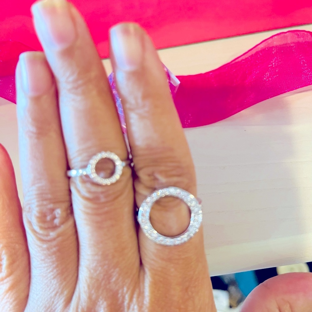 Duo cz pave circle rings. Sterling silver New in box⭐️⭐️ - Picture 4 of 5